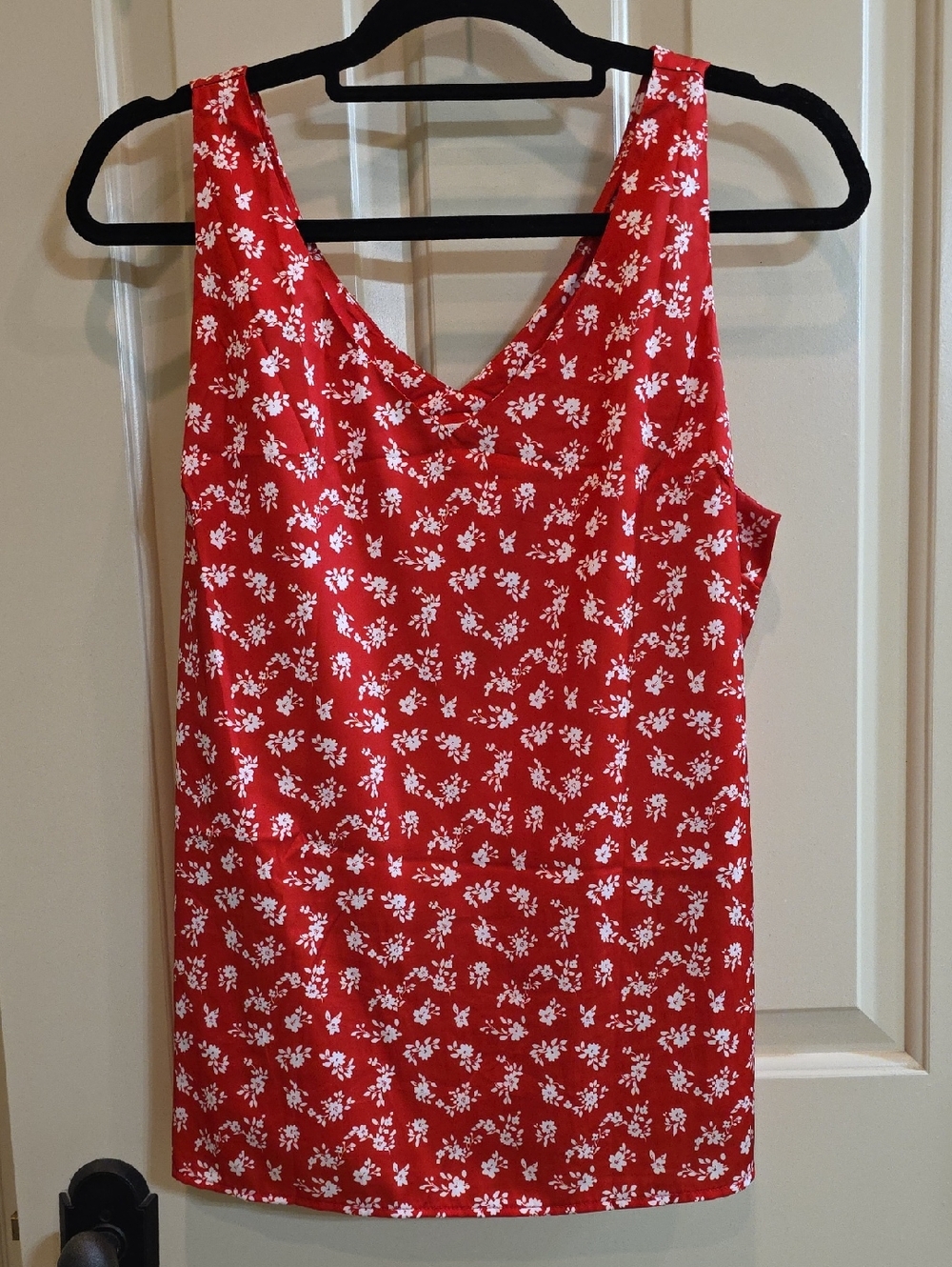 Red Floral Sleeveless Tank Top